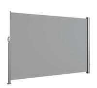 Floordirekt Aluminium Side Awning, 180 x 450 cm, Light Grey, Extendable Privacy and Sun Protection for Balcony and Patio, Polyester 280 g/m² (PU), UV Protection UPF50+, with Floor Bracket