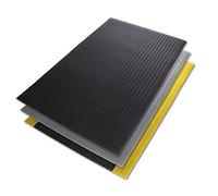 Floordirekt Anti-fatigue mat, soft work mat, ergonomic workplace mat, ribbed, non-slip and cushioning surface, in many sizes (90 x 50 cm, black)