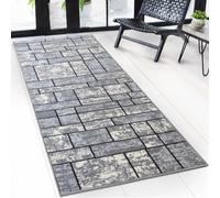 Floordirekt Carpet Runner with Pattern - Custom-Made Fine Loop Rug Runner for Kitchen, Hallway & Living Room - Mannheim Grey (80 x 450 cm)