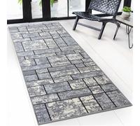 Floordirekt Carpet Runner with Pattern - Custom-Made Fine Loop Rug Runner for Kitchen, Hallway & Living Room - Mannheim Grey (80 x 200 cm)