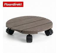 Floordirekt Countess Wpc Plant Caddy Round Rolling Plant Stand With Brake For Heavy Pots Balcony Patio Brown 30 Cm 80Kg Load