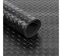 Floordirekt Diamond Plate Rubber Runner Black 3 mm Thick Non Slip Weatherproof Flooring Roll For Industrial Workshop Garage 150 X 450 Cm