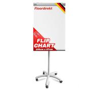 Floordirekt Flip chart with roller base, block holder and side arms, magnetic and can be written on, freestanding and height adjustable, whiteboard, magnetic board, board with storage tray (Pira)