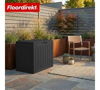 Floordirekt Garden Storage Box Wood Look Weather Resistant Cushion Storage Patio Balcony Anthracite 118L 56 X 43 X 53 Cm