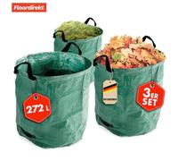 Floordirekt Garden Waste Bags 3 Pack Heavy Duty Reusable Self Standing Leaf Sack For Grass Leaves Green 272L 67 X 76 Cm