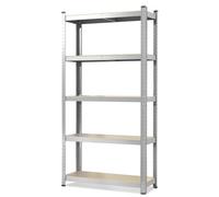 Floordirekt Grizzly Heavy Duty Shelving Rack Boltless Metal Garage Storage System Racking 1250Kg Capacity 180 X 90 X 40 Cm Silver