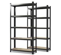 Floordirekt Lakota Heavy Duty Shelving Rack Set Of 2 Garage Home Office Storage Shelves Metal Boltless 875Kg Capacity 180 X 90 X 40 Cm Black