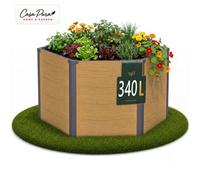 Floordirekt Lilia Hexagonal Metal Raised Garden Bed With Wood Effect Finish For Garden And Patio