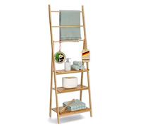 Floordirekt Minnesota Bamboo Towel Rail - D 24 x W 54 x H 82.5 cm - Foldable Towel Stand with Shelves - Space-saving, Versatile and Modern for Bathrooms, Bedrooms and Small Rooms