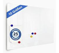 Floordirekt MOB Presentation Board, Whiteboard, Glass Board, Memoboard - Varnished or Glass - Magnetic & Writeable Dry-Erase Memoboard, Wall-Mounted (Glass Board, White, 65x100 cm)