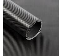 Floordirekt Ribbed Pvc Vinyl Flooring Black 2 mm Thick Non Slip Sheet Vinyl Roll For Garage Gym Areas 120 X 250 Cm