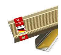 Floordirekt Stair Nosing Profile in L-Shaped Aluminium 1 Piece 134 x 3.5 x 3 cm Gold Self-Adhesive for Parquet and Laminate | Includes Mounting Material | Integral
