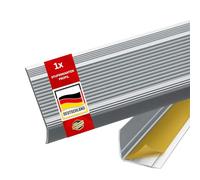 Floordirekt Stair Nosing Profile in L-Shaped Aluminium 1 Piece 134 x 3 x 2 cm Silver Self-Adhesive for Parquet and Laminate | Includes Mounting Material | Integral