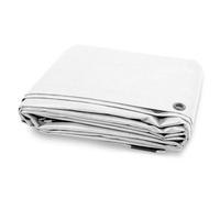 Floordirekt Tarpaulin Waterproof Tear Resistant Tarp Cover Ground Sheet With Eyelets For Garden Camping Outdoor 140Gsm White - 1.5 X 6 M