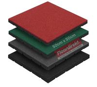 Floordirekt Universal Protective Mat, Fall Protection Mat, 50 x 50 x 3.5 cm, Green, Weatherproof Floor Protection Mat, Rubber Mat, Non-Slip Surface with Drainage