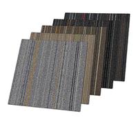 Floordirekt Warsaw Carpet Tiles, Self-Lying - Durable and Easy to Clean - Flooring for Office and Home - 50 x 50 cm - Attractive Striped Design (Beige 26)