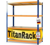 Floordirekt Wide Metal Storage Shelves, Boltless Metal Shelf Racking Stroage Systems, Heavy-Duty Industrial Shelves for Warehouse, Garage, Basement, Office (Blue-orange, Mammut: 180 x 120 x 45 cm)