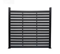Floordirekt WPC Privacy Fence "Capri" 180 x 180 cm - Black - 14 Panels, 21 mm Thick - Aluminium Posts 68 mm - UV & Weather Resistant - Modern Garden Fence for Patio & Property