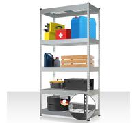 Floordirekt Yukon Rivet Steel Heavy Duty Shelving Unit Metal Boltless Mesh Shelves 250-350Kg Per Shelf 180 X 120 X 45 Cm Galvanised