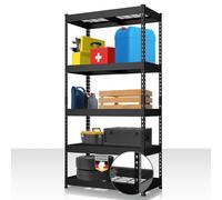 Floordirekt Yukon Rivet Steel Heavy Duty Shelving Unit Metal Boltless Mesh Shelves 250-350Kg Per Shelf 180 X 120 X 60 Cm Black