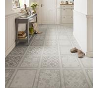 Flooring Revolution Antiqua Vintage Grey Patterned Tile Effect Waterproof Laminate Flooring, 2.33M²