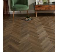 Flooring Revolution Arden Dark Brown Oak Herringbone Waterproof Lvt Click Flooring Spc Wood Effect Luxury Vinyl Planks, 1.98M²