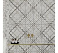 Flooring Revolution Freya Grey Geometric Decorative Matt Ceramic Tile, Pack Of 60, 12.2M², (L)450mm (W)450mm