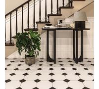 Flooring Revolution Magnus Monochrome Diamond Patterned Ceramic Tile, Pack Of 60, 12.2M², (L)450mm (W)450mm