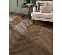 Flooring Revolution Penrose Dark Brown Oak Herringbone Waterproof Lvt Click Flooring Spc Wood Effect Luxury Vinyl Planks, 2.22M²