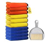 Floorington Premium Microfibre Cleaning Cloths Pack Of 10 With Mini Dustpan And Brush Set