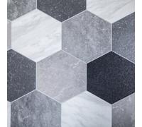 FloorMatch Black & White Tile Style Soft Lino Flooring 4M Width Sheet Vinyl R10 Slip Resistance