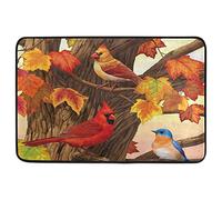 Floormats Cardinal Blue Bird Maple Leaves Songbird Gathering Welcome Fall Autumn Doormat Washable Floor Door Mat Waterproof Entrance Rug For Bathroom Hall Kitchen 40X60 CM
