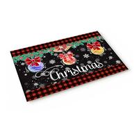 Floormats Christmas Ball Snowflake Black Carpet Waterproof Bathroommat Anti Slip Entrance Rug For Hall Office Entry 40X60 CM