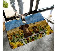 Floormats Cool 3D Elephant Sitting On The Bench Watching The Sunflower Floor Door Mat Washable Carpet Anti Slip Entrance Rug For Bathroom Office Home 40X60 CM