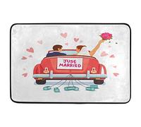 Floormats Couple Vintage Car Just Married Door Mat Washable Carpet Waterproof Doormat For Kitchen Bath Office 40X60 CM