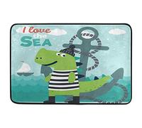 Floormats Cute Dinosaur Sailor Ships Anchor Rope Entrance Rug Durable Carpet Anti Slip Bathroommat For Bathroom Kitchen Bath 40X60 CM