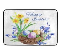 Floormats Easter Bird'S Nest Eggs Daffodils Scilla Eastern Camas Entrance Rug Durable Carpet Anti Slip Bathroommat For Entry Kitchen Bathroom 40X60 CM