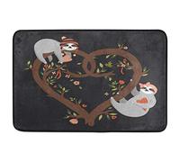 Floormats Happy Couple Sloths Hanging Love Tree Heart Flowers Carpet Anti Slip Entrance Rug Multipurpose Bathroommat For Entry Office Kitchen 40X60 CM