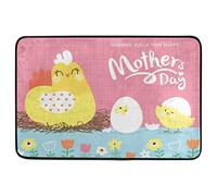 Floormats Happy Mother'S Day Lovely Chicken Family And Flower Door Mat Multipurpose Bathroommat Anti Slip Entrance Rug For Kitchen Home Office 40X60 CM