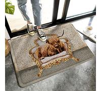 Floormats Highland Cattle Seat On Sofa Rustic Floor Door Mat Washable Bathroommat Durable Door Mat For Bathroom Kitchen Home 40X60 CM