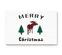 Floormats Merry Christmas Red And Black Plaids Elk Doormat Multipurpose Entrance Rug Durable Door Mat For Hall Entry Bathroom 40X60 CM