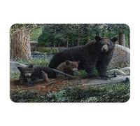 Floormats Rustic Black Bear Cubs Animal Doormat Durable Carpet Washable Entrance Rug For Hall Home Entry 40X60 CM
