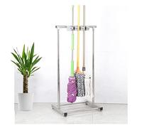 FloorMounted Mop Holder & Broom RackMovable Commercial Cleaning Supplies Organizer for Home Bathroom Hotel & SchoolIdeal for Wet Mops & Garden Tools Storage Umbrella Stand