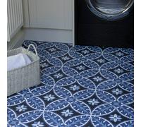 FloorPops Capri Self Adhesive Vinyl Floor Tiles Pack of 10 (0.93sqm) in Blue | Size: 304.8mm x 304.8mm FloorPops Blue 304.8mm x 304.8mm