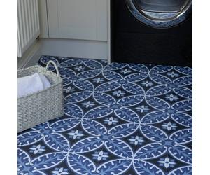 FloorPops Capri Self Adhesive Vinyl Floor Tiles Pack of 10 (0.93sqm) in Blue | Size: 304.8mm x 304.8mm FloorPops Blue 304.8mm x 304.8mm