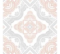 FloorPops Cecilia Peel & Stick Floor Tiles, Whites & Off-Whites,30cm x 30cm, White and Pink