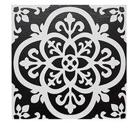 FloorPops Gothic Pack of 10 Peel & Stick Vinyl Floor Tiles Black White Pattern