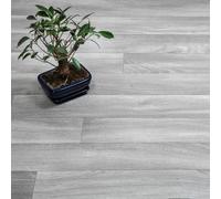 FloorPro Dusky Oak Vinyl Plank Design Vinyl Roll Flooring Light Grey Stylish Plank Pattern Cushioned Bathroom Kitchen Lino Flooring (1, 2metres 2metres (6ft 6" x 6ft 6"))