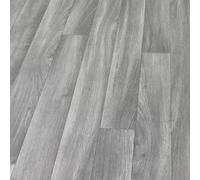 FloorPro Modern Grey Oak Vinyl Lino Flooring, Wood Effect, Anti-Slip, for Bathroom/Kitchen (Grey Oak Vinyl, 2metres x 4metres (6ft 6" x 13ft 1"))