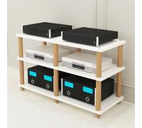 "FloorStanding AV Rack with Power Strips Gaming Shelf & High Amplifier StandVersatile Storage for Living Room Meeting & Recording Studio White (120x48x67cm)"